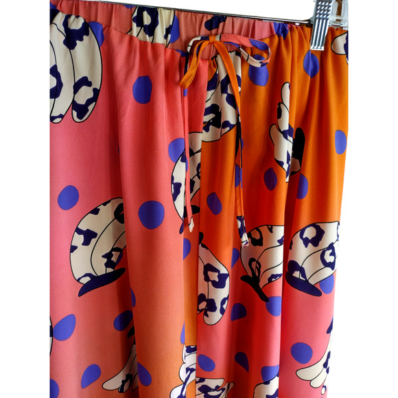 Shein Womens High rise Trouser Wide Leg Pants Size Large Orange Pink - Picture 3 of 6